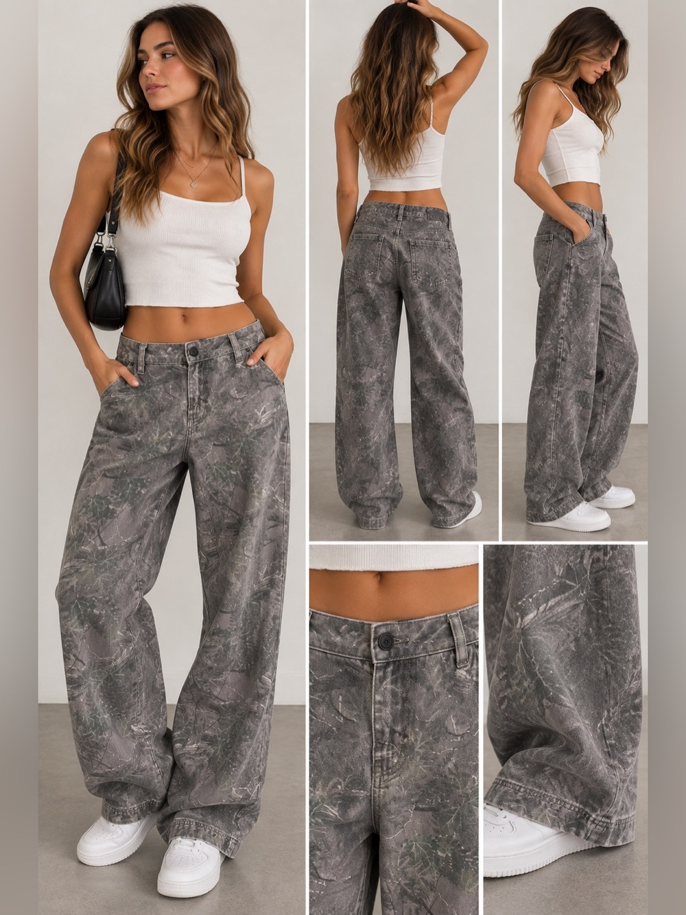 PacSun Casey Low Rise Baggy Camo Wide Leg Jeans Size 28